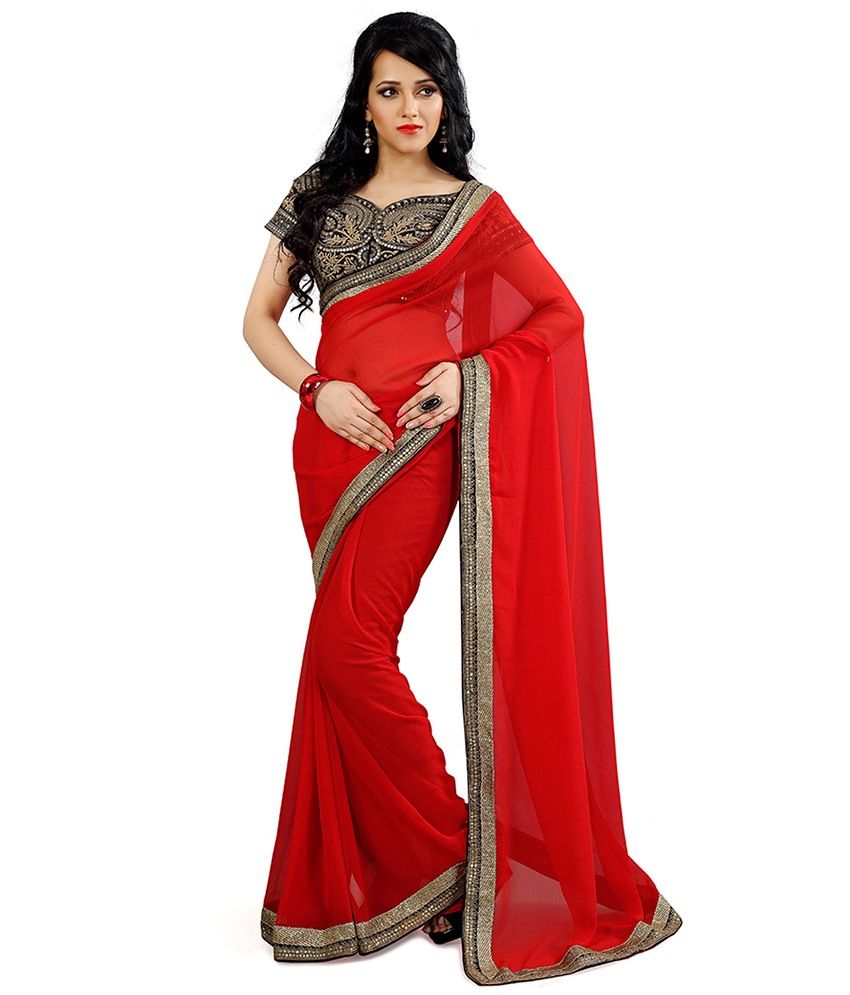 ... wear sarees more sarees party wear dresses red faux georgette saree ... wear sarees more sarees party wear dresses red faux georgette saree