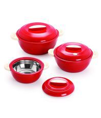 For 449/-(55% Off) Cello Red Elegant Casseroles Set (3 pcs) free shipping at Snapdeal