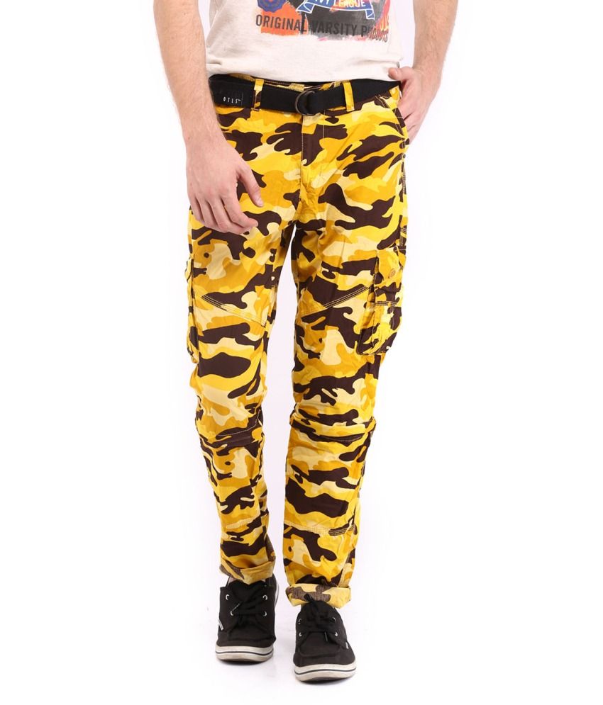 mens yellow cargo pants