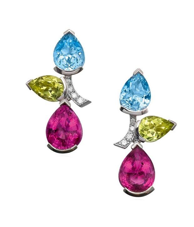Videe Real Diamond Lab Multicolor Stone 92.5 Sterling Silver Earrings Videe Real Diamond Lab Multicolor Stone 92.5 Sterling Silver Earrings