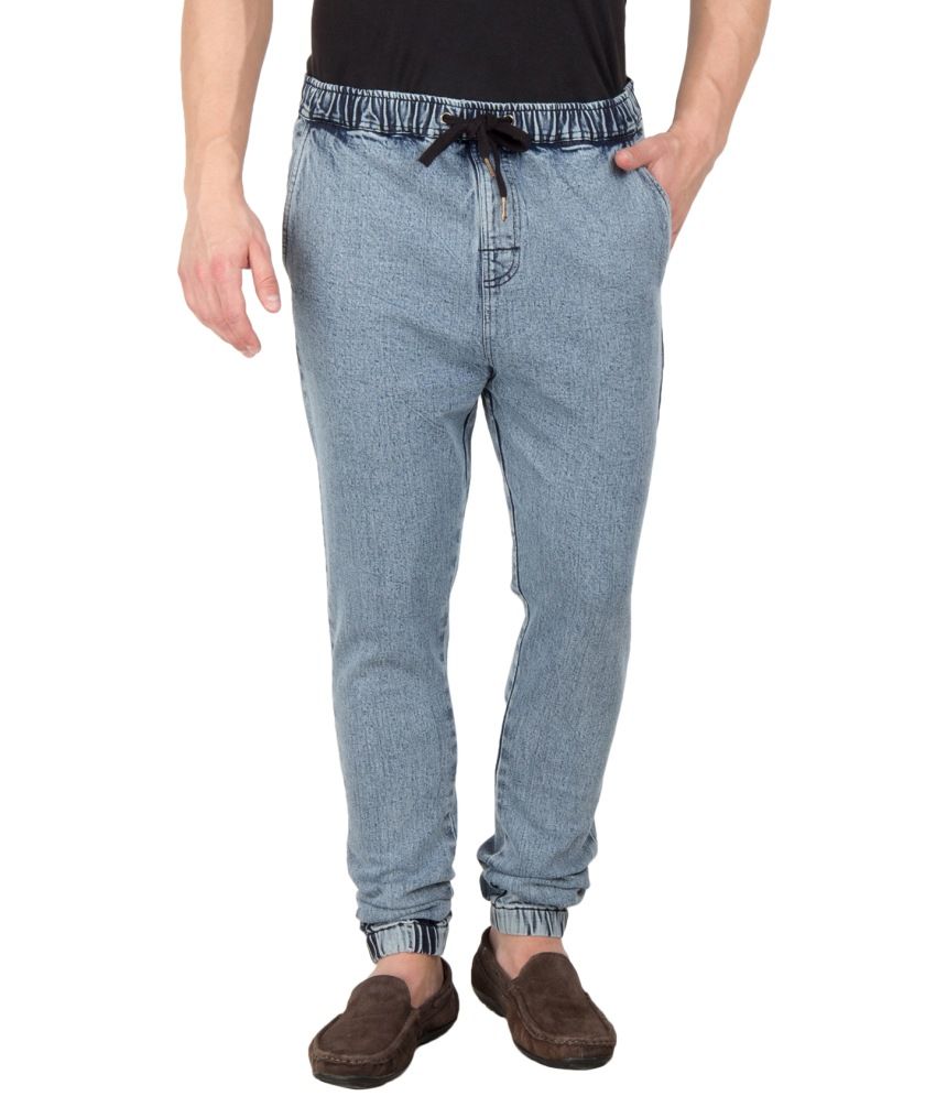 mens blue jeans with elastic waistband