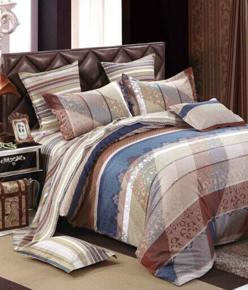 Royal Handloom Brown Double Bed Sheet with 2 Pillow Covers Buy Royal