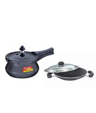 Combo of Prestige Deluxe Plus Baby Handi 2 Ltr Pressure Cooker & Omega Select Plus Appachatty