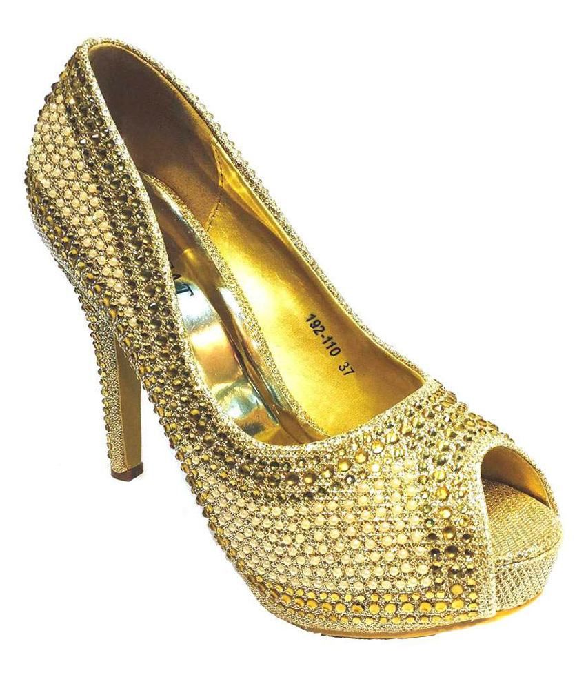 Silver Steps Golden High Heel Sandals Price in India Buy