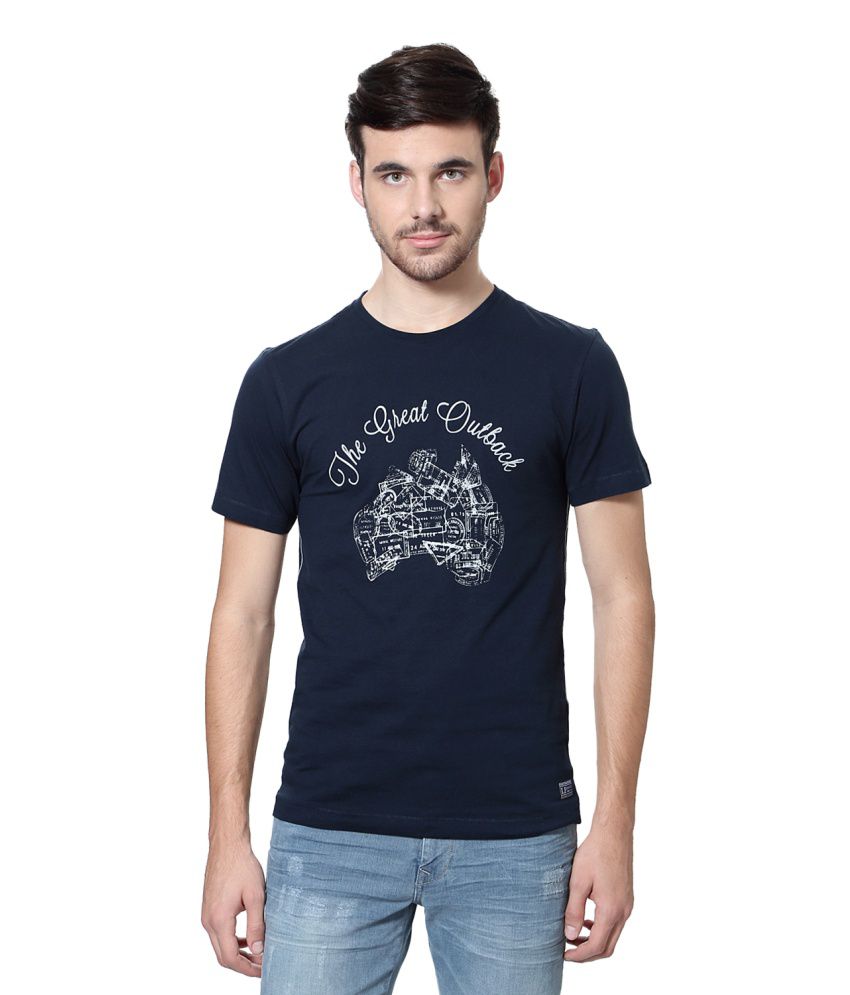 Louis Philippe Blue Cotton Round Neck T-shirt - Buy Louis Philippe Blue Cotton Round Neck T ...