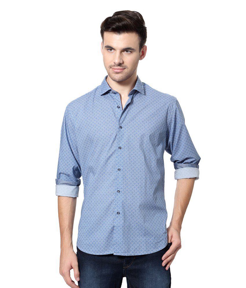 Louis Philippe Blue Cotton Shirt - Buy Louis Philippe Blue Cotton Shirt Online at Low Price in ...