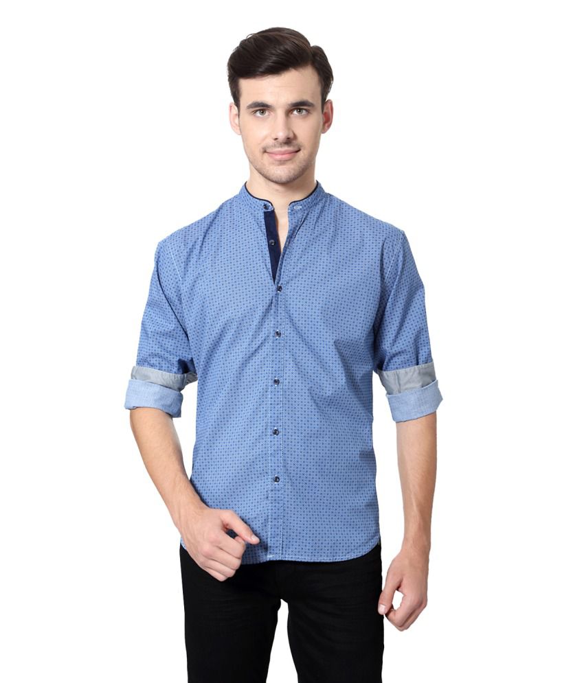 Louis Philippe Blue Cotton Shirt - Buy Louis Philippe Blue Cotton Shirt Online at Low Price in ...