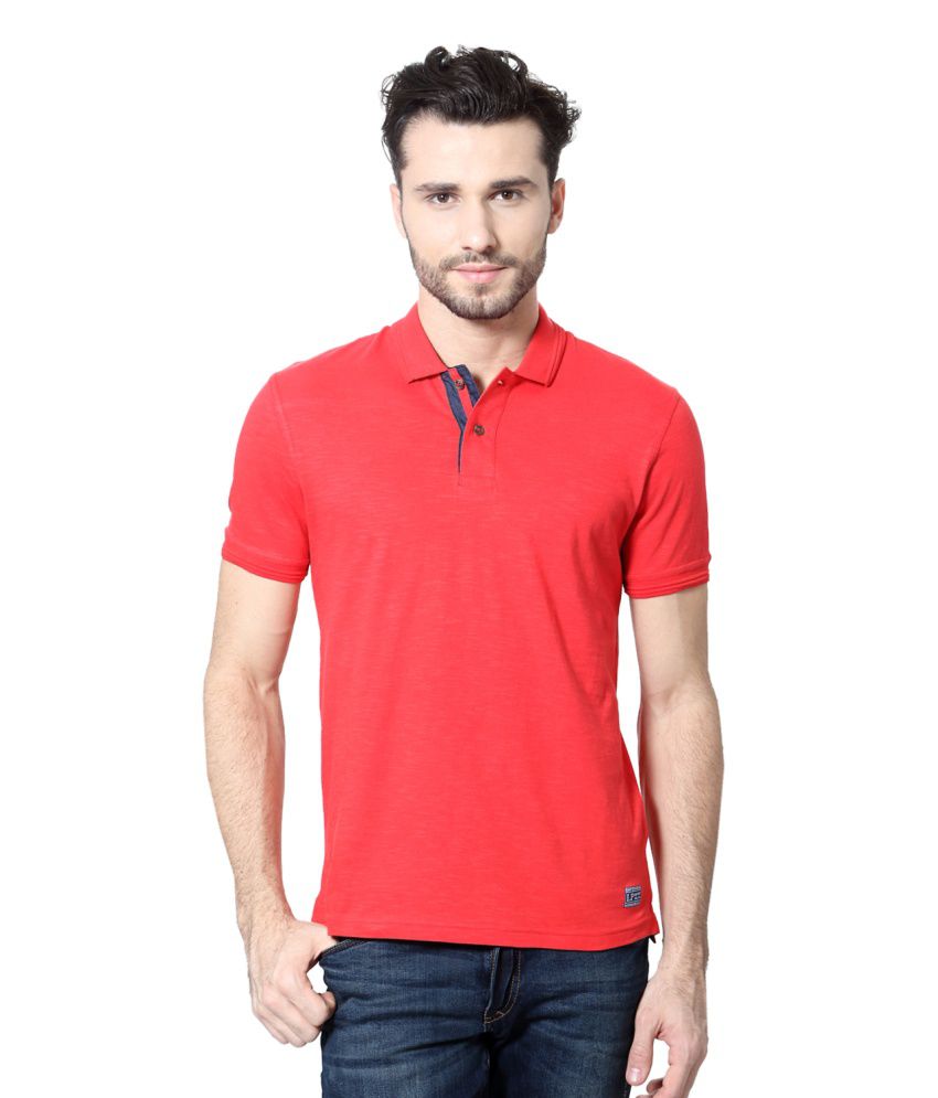 Louis Philippe Red Cotton Polo T-shirt - Buy Louis Philippe Red Cotton Polo T-shirt Online at ...