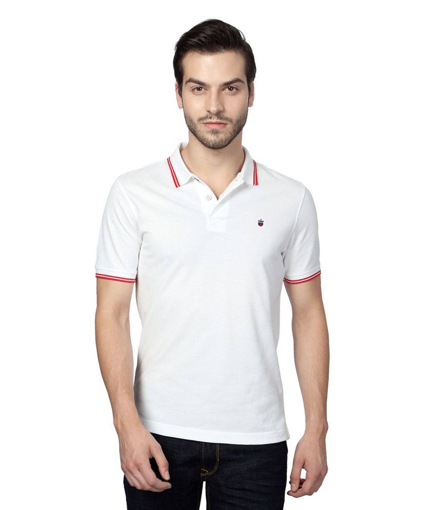 Louis Philippe White Cotton Polo T-shirt - Buy Louis Philippe White Cotton Polo T-shirt Online ...