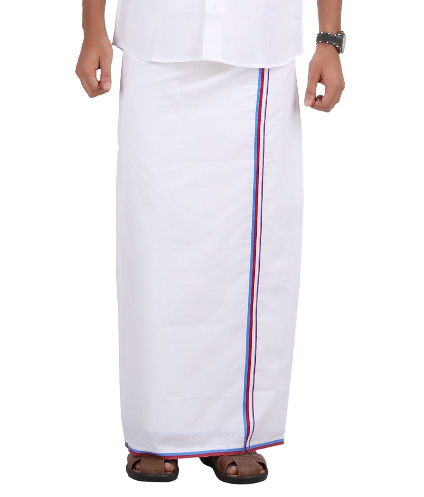 Prakasam Cotton White Cotton Dhoti - Buy Prakasam Cotton White Cotton Dhoti Online at Low Price 