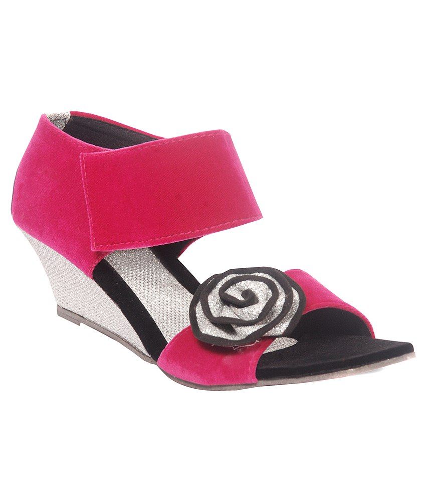 Hitanksha Harshit Pink  Silver Low Heeled Sandals Price in India- Buy ...