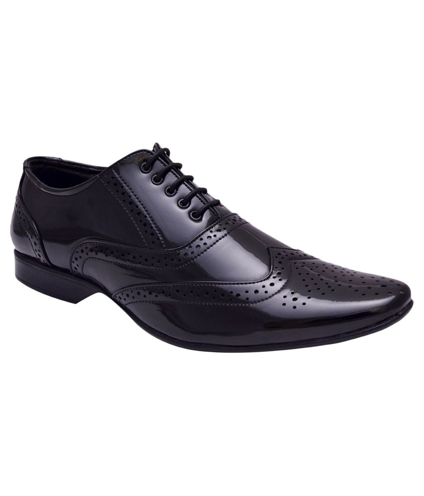 black patent t bar brogues