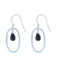 Indian Silver Smoky Quartz Oval Earrings
