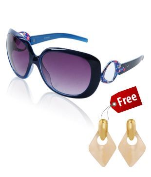 G9 Blue Blossoms Sunglasses With free Mother Of Pearl Earrings Worth Rs.65