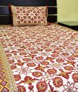 Bombay Dyeing Off-White & Olive Green Single Bed Sheet