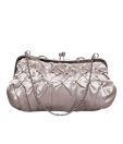 Bolso Greyish Silver Stone Work Clutch
