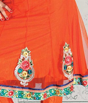 Khazana Orange Lovely Heavy Embroidered Salwar Suits