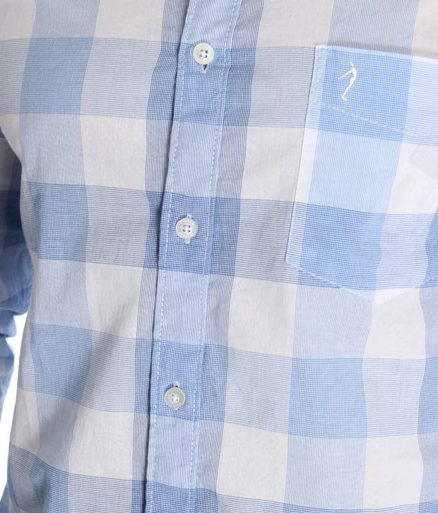Indian Terrain Sky Blue-White Shirt