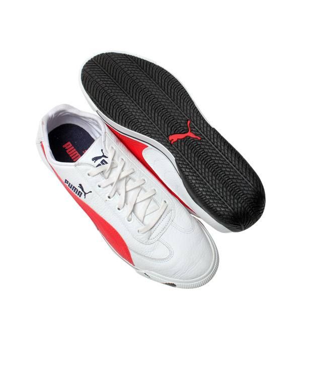 Puma Dynamic White & Red Sports Shoes