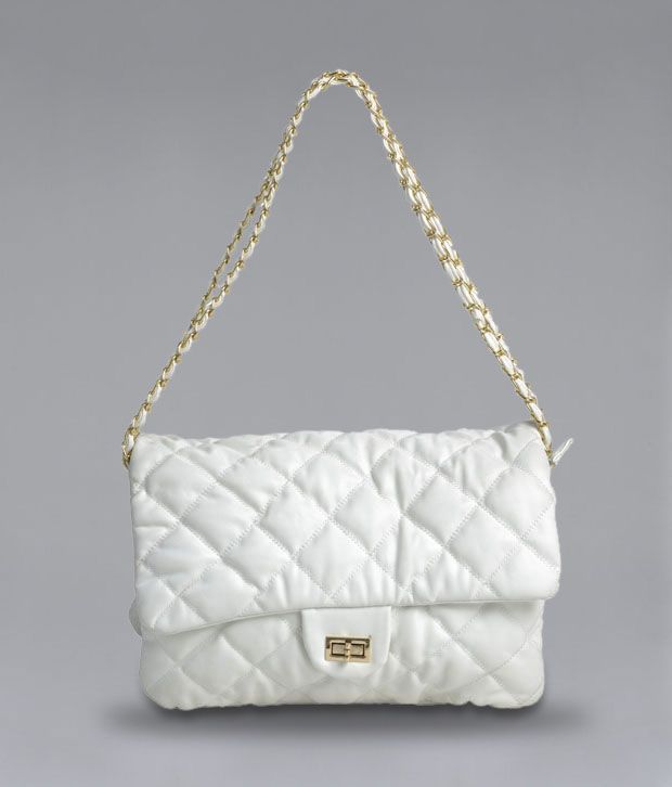 progeny Serene White Quilted Sling Bag