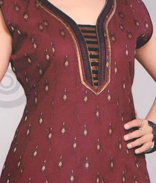 Salwar Studio Brown and Black Printed Cotton Suit