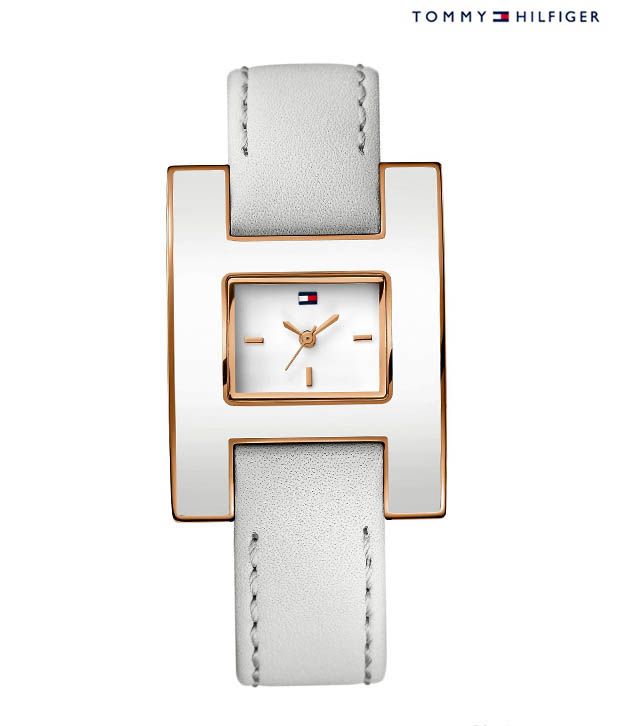Tommy Hilfiger Stylish White Leather Strap Watch