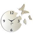 Panache White & Black Butterfly Wall Clock