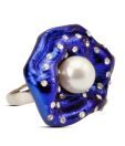 Spyra CZ & Pearl Electric Blue Funky Ring