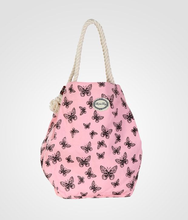 Be For Bag! Naive Pink & Black Butterfly Print Handbag