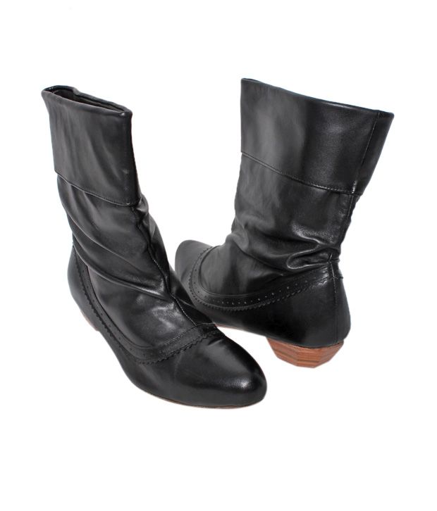 Massimo Italiano Shiny Black Mid Calf Boots