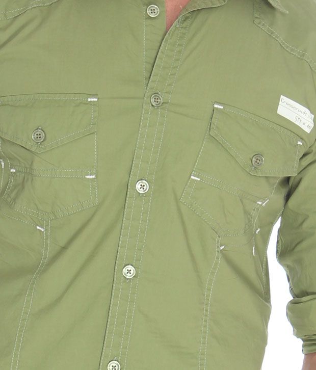 Crosscreek Green Cotton  Shirt