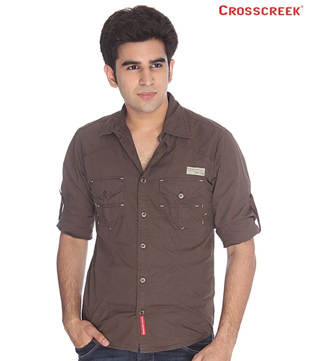 Crosscreek Brown Cotton Shirt