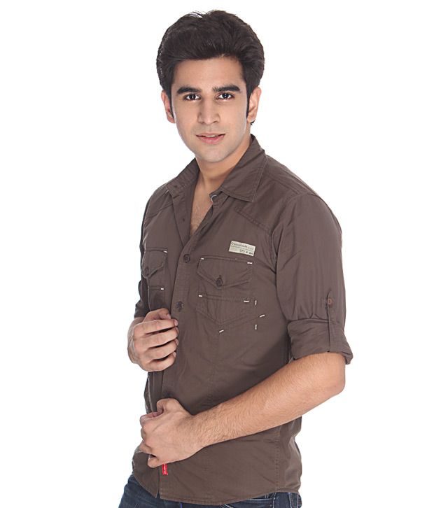 Crosscreek Brown Cotton Shirt