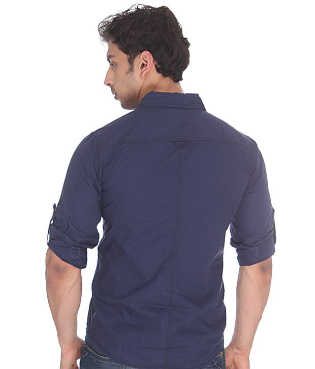 Crosscreek Navy Blue Cotton Shirt