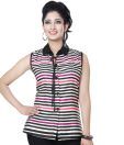 Raindrops Pink & Black Striped Striped Top