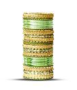 Aadya Set Of Green & Golden Lac Bangles