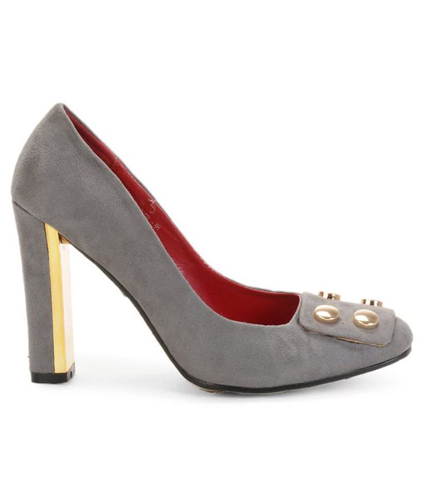 Catwalk Stunning Grey Block Heel Pumps