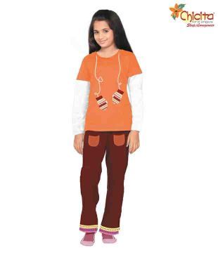 Chicita Orange & Brown Night Suit For Kids
