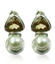 Sizzling Silver Beautifully Crafted Citrine & Pearl Silver Earrings