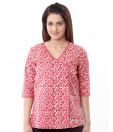 Enah Red Angrakha Printed Top