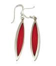 Aiva Adorable Red Sleek Silver Earrings