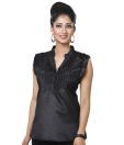 Raindrops Black Pleated Top
