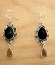 Designer Silver Black Onyx & Citrine Earrings