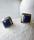 Designer Silver Lapis Studded Sterling Silver Earrings