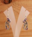 Designer Silver Ornate Amethyst Adorned Silver Earrings