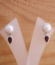 Designer Silver Garnet & Pearls Silver Earrings