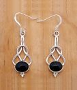 Designer Silver Black Onyx Studded Sterling Silver Earrings