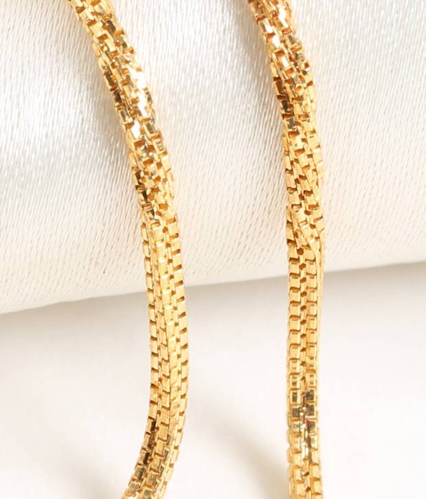 Aiza Square Twist Pattern 18kt Gold Unisex Chain