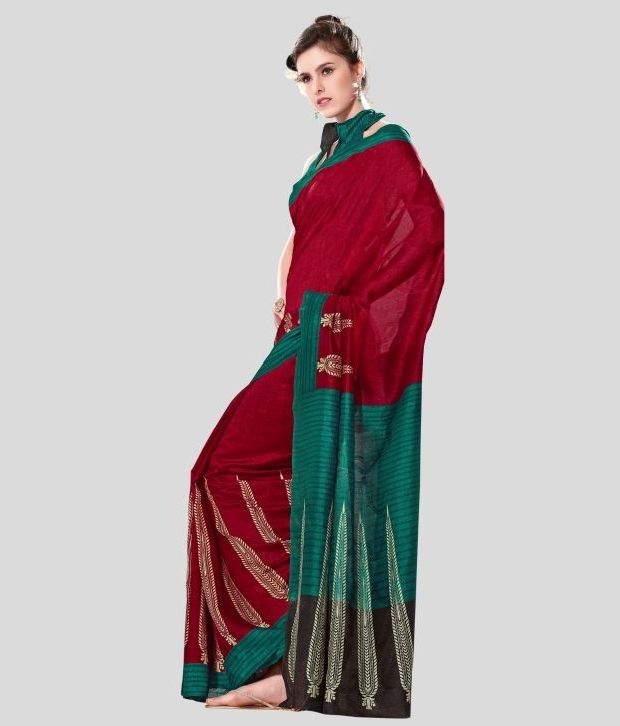 Vaishali Maroon Printed Bhagalpuri Silk Saree