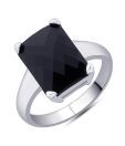 Peora Sterling Silver Finely Faceted Black CZ Ring